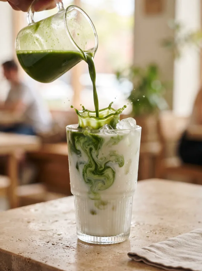 Matcha wlewana do szklanki